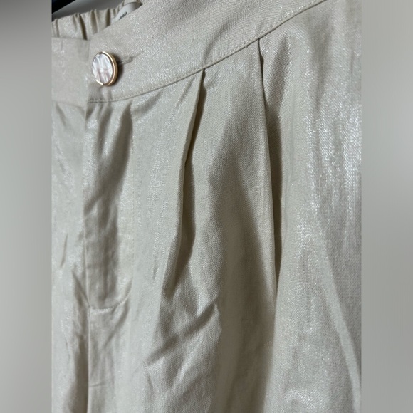 Jason Wu Gold Cream Bow Crop Top with Wide Leg Pant Set - Picture 8 of 9